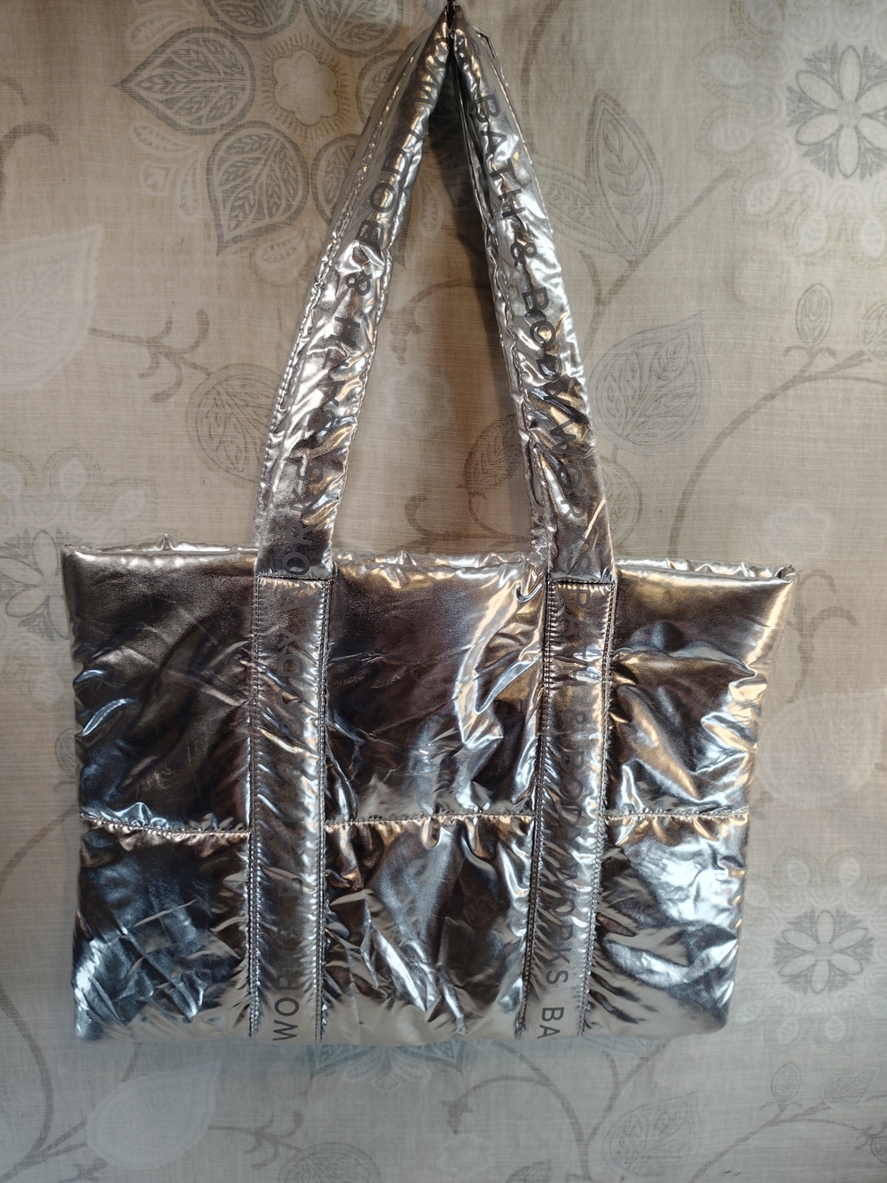Bath & Body Works Metallic Silver Puffer Shoulder Bag